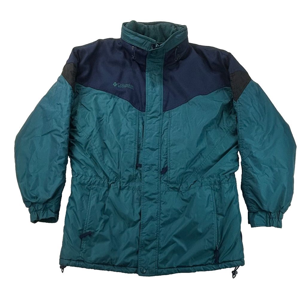 Columbia Sportswear Company Ski Jacket Men L Green Blue Black Color Block Nylon